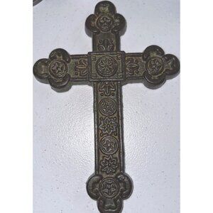 Cast Iron Religious Cross Decorative Finish Hanger Back L8.5 x W 6" Christian